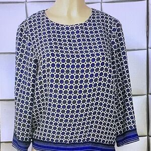 Blue and White Patterned Women's Top